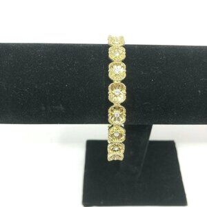 Paula Abdul Bracelet Goldtone Rhinestone Floral Embellished Bangle Large